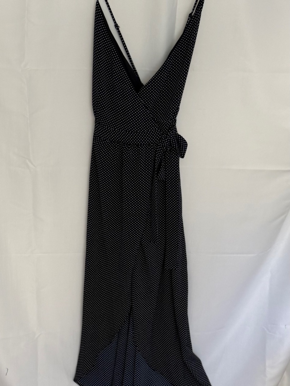 NWT Urban Outfitters Navy and White Polka Dot Backless Maxi Dress Size Med